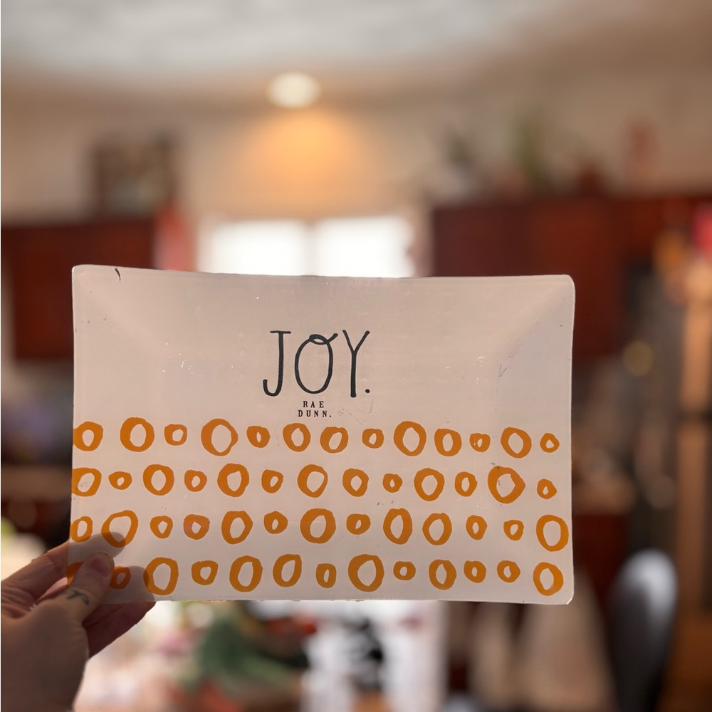 Rae Dunn Joy Plate with Orange Dots